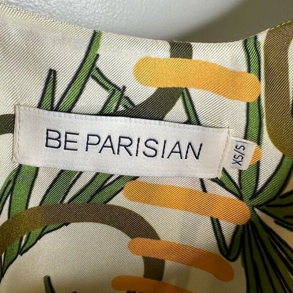 Be Parisian 100% French Silk Twist Tank Top Blouse Botanical Floral Medium Large - Picture 5 of 11